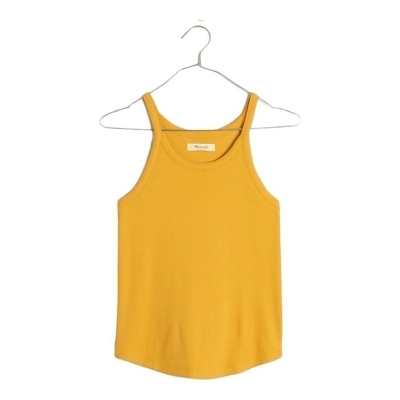 Madewell Ribbed Racerback Tank Top Ochre Yellow Basic Essential Women's Size XXS - Picture 2 of 5